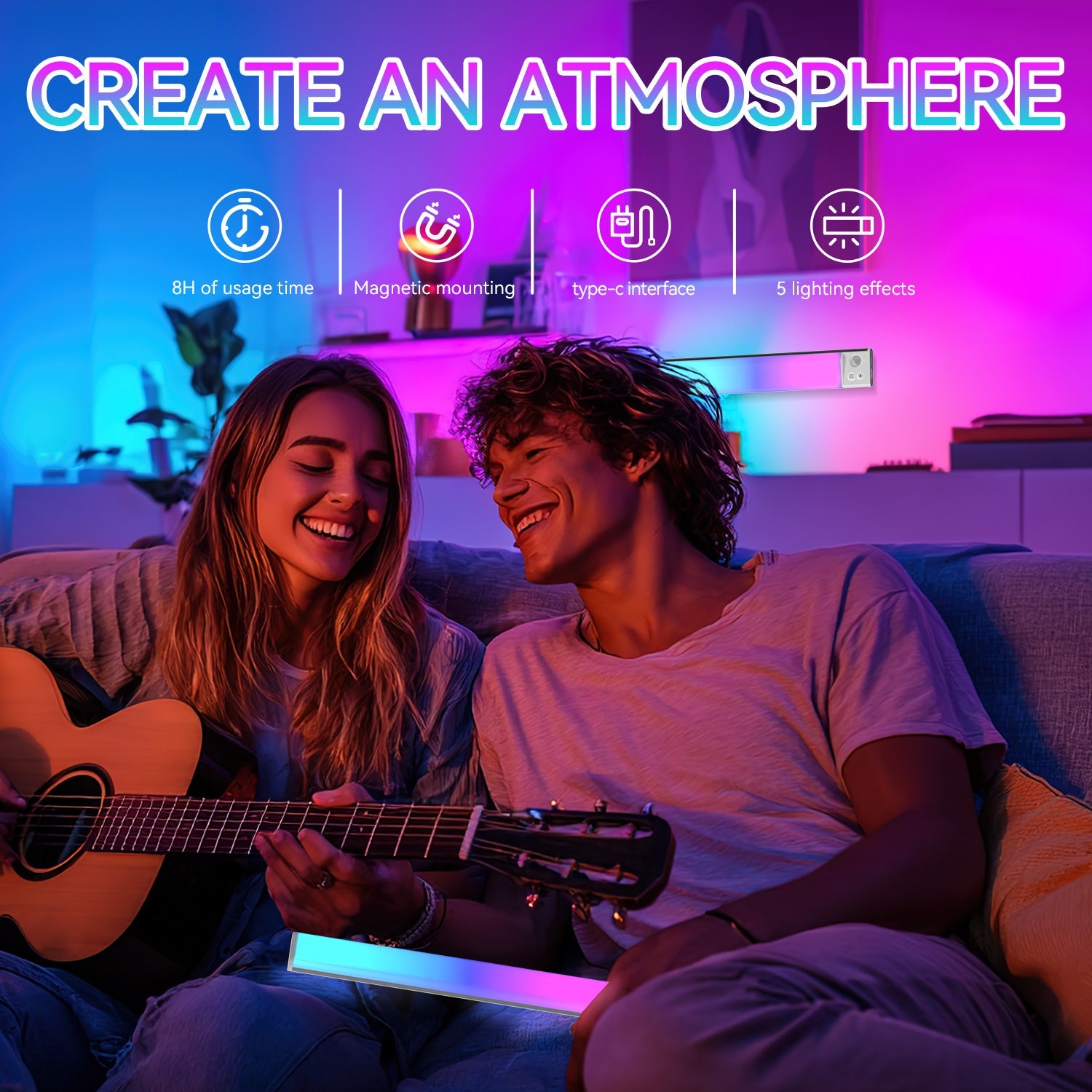 Under Cabinet Lights, Motion Sensor Light Indoor,Motion Sensor Night Light,White LED Under Counter Fixture, 7-Color Ambient Lighting, Glow lamp,Auto On/Off,Wall Sconce for Bedroom,Staircase