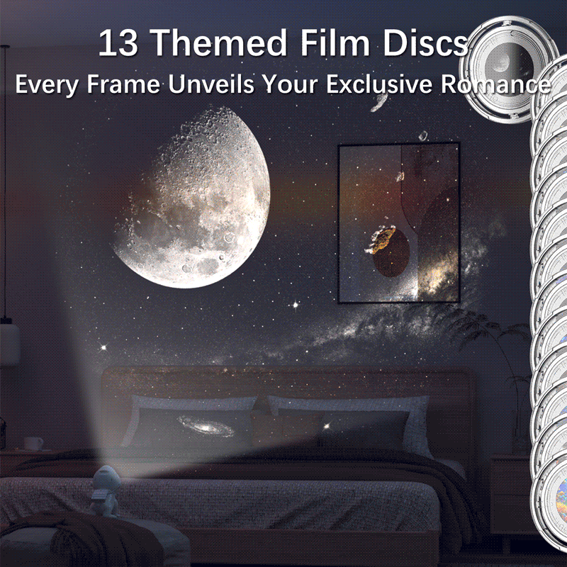 Projector for Bedroom,Space Dog Projector with Bluetooth Speaker,13 Themed Film Discs,White Noise,Remote & App Control,Night Light for Kids Adults Game Room Theater Ceiling Decor