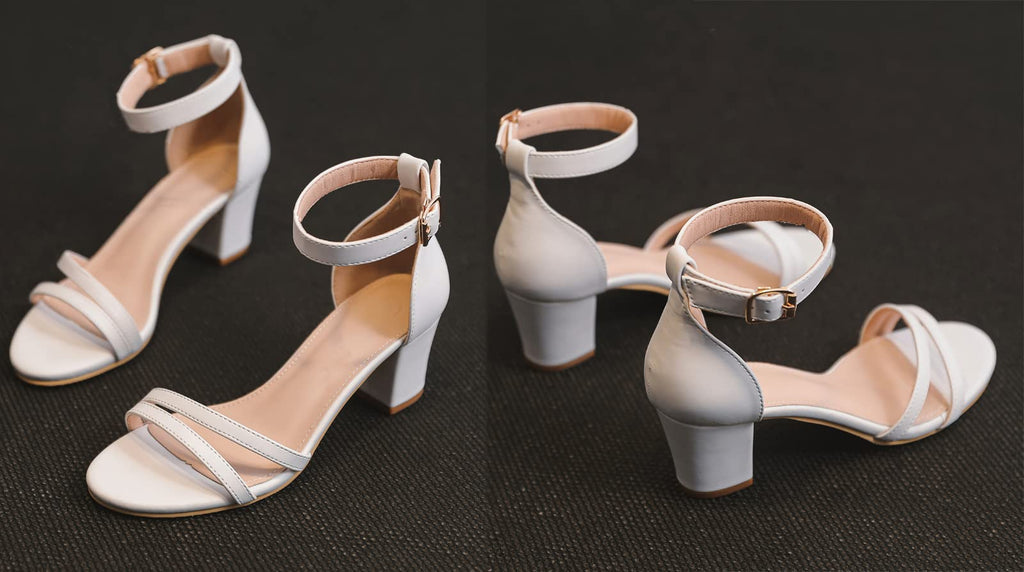 WUIWUIYU Women's Open Toe Ankle Strap Low Heel Strappy Sandals White Size 7.5