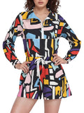 Bealin Womens 80s 90s Color Block Tracksuit 2 Piece Windbreaker Shorts M