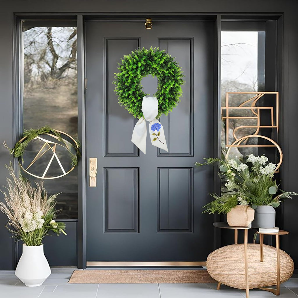 Personalized Boxwood Wreath 20" Front Door Farmhouse Porch Decor Monogram