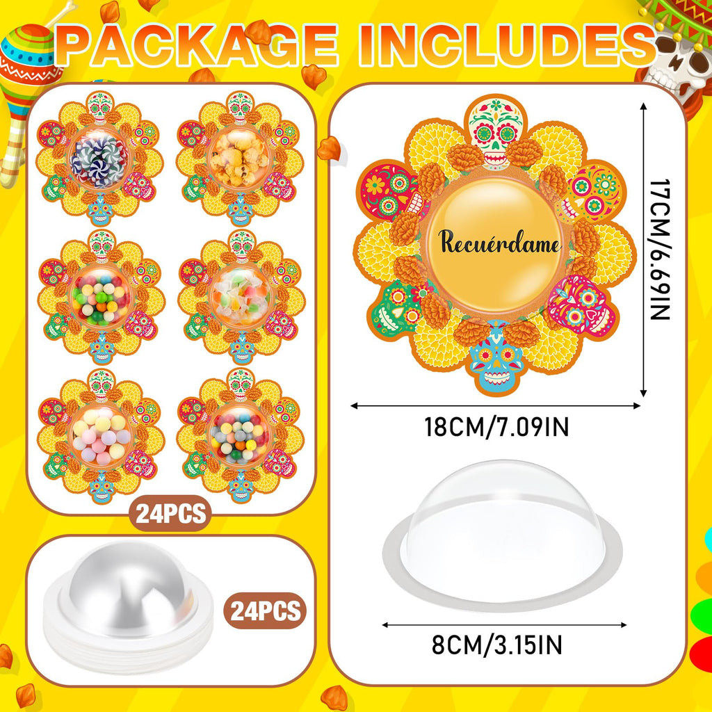 Yexiya 24 Día de los Muertos Candy Boxes Skull Marigold Party Favor Decor