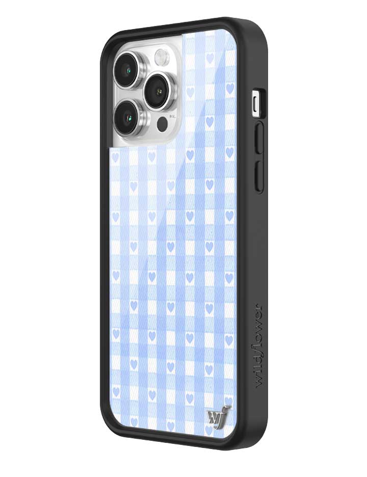 Gingham Hearts | Blue iPhone Case