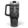 Viking Gifts for Men, 40oz Stainless Steel Insulated Coffee Tumbler With Lid & Straw, Travel Mug Cup Gift for Husband Dad, Christmas Birthday