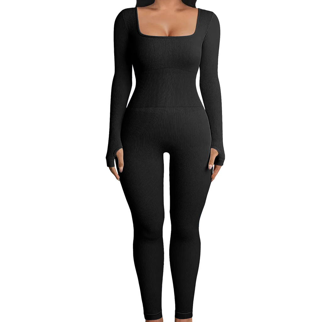 Sleek and Stylish  Ribbed Yoga Jumpsuit