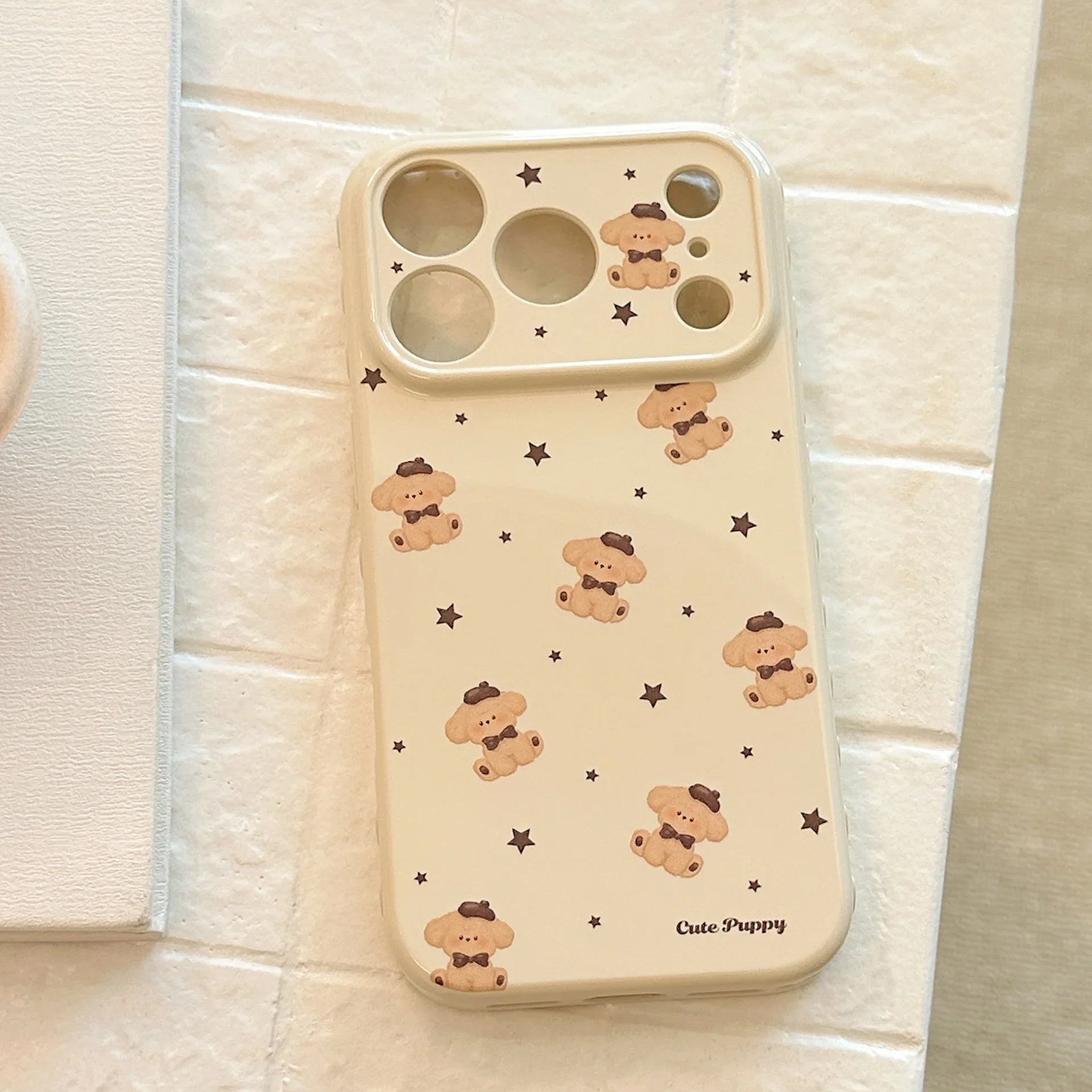 Korean Cartoon Puppy Stars Pattern Soft Phone Case For iPhone