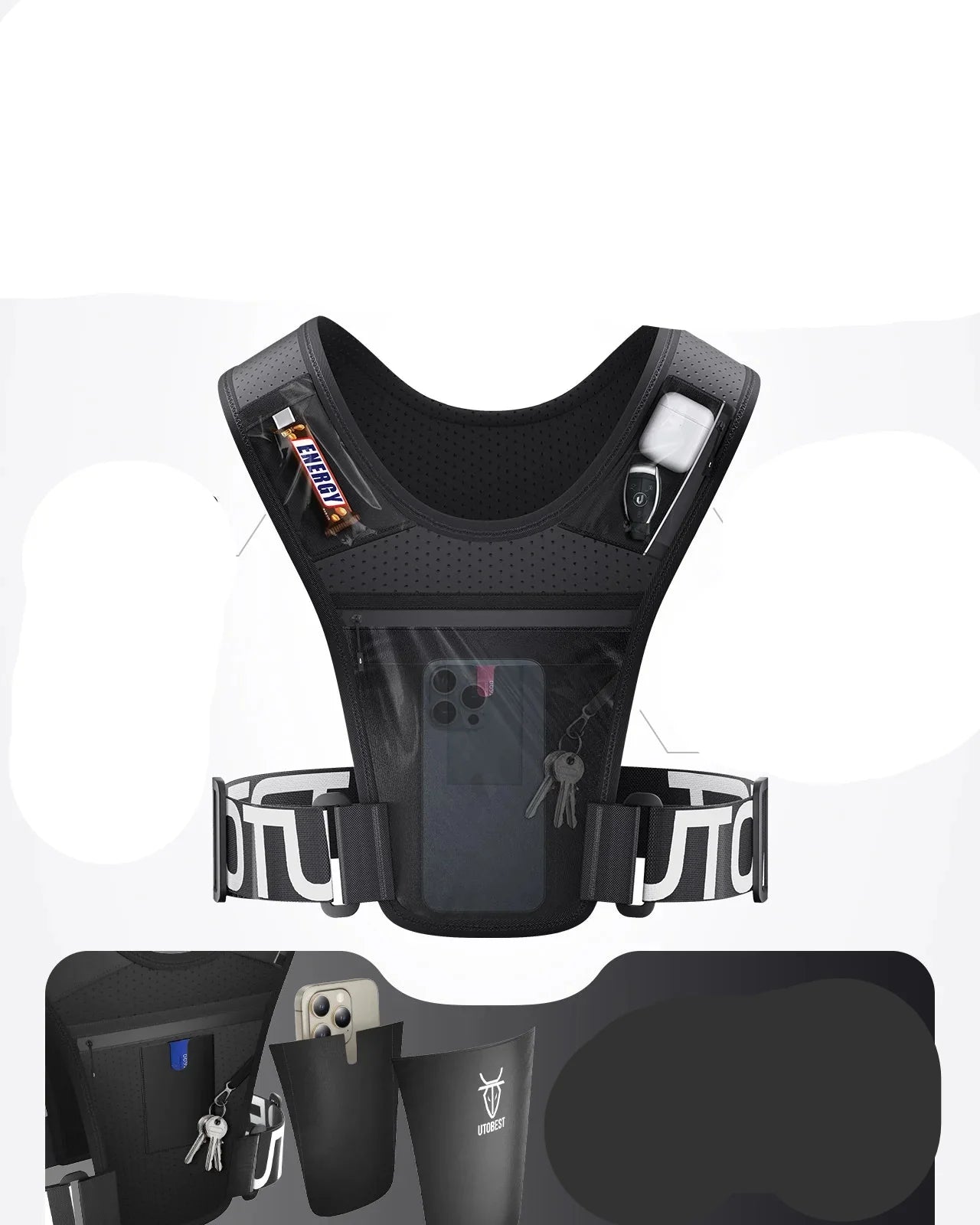 Running Vest with LED Light & Phone Holder for Training & Cycling