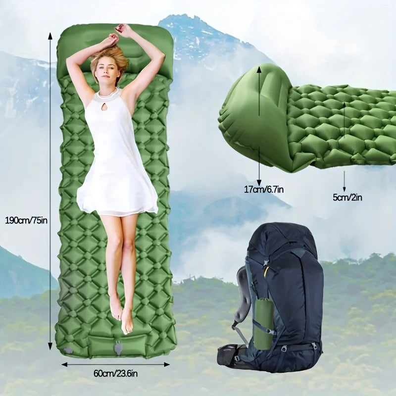 Ultralight Inflatable Camping Mattress with Pillow