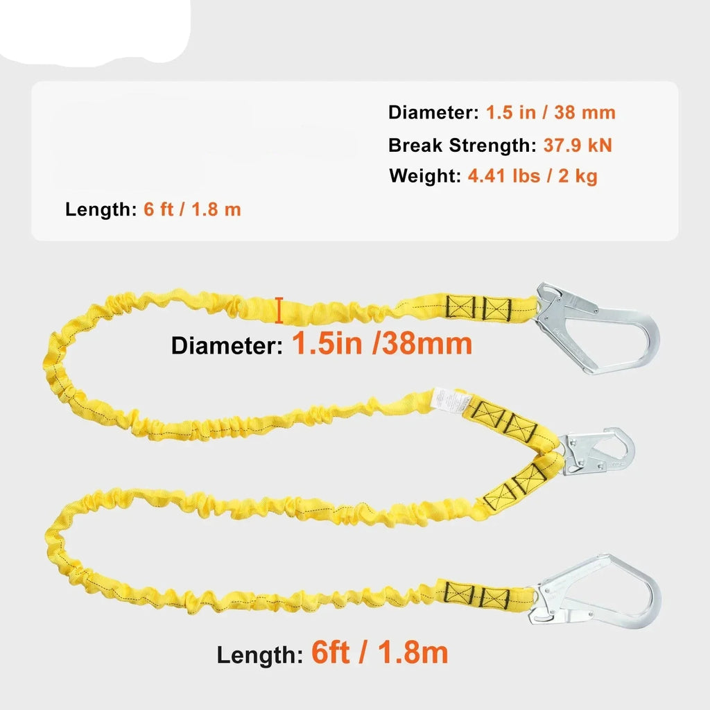 38mm Fall Protection Lanyard with Dual Snap Hooks