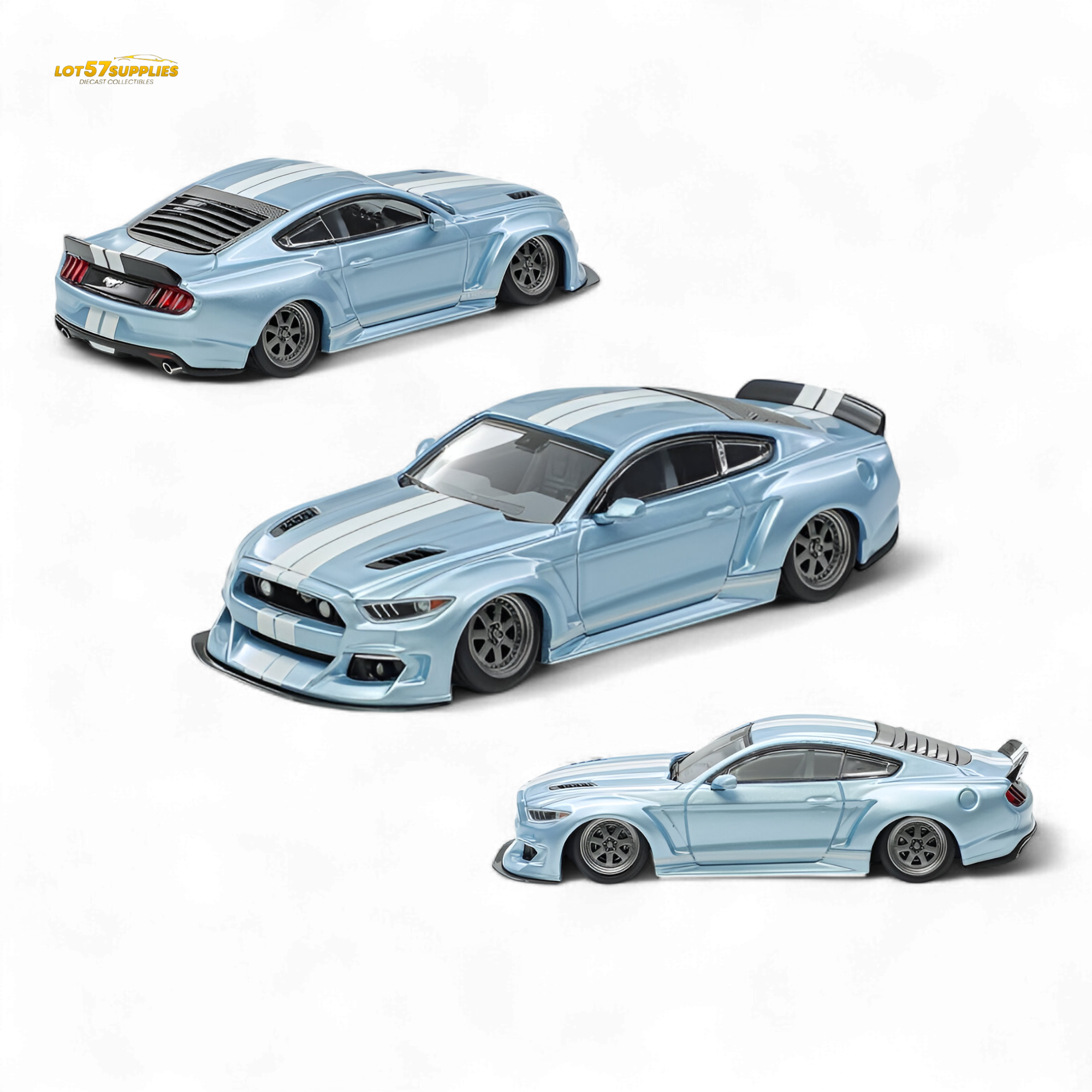 Liberty 64 Mustang Widebody Kit Ice Blue 1:64