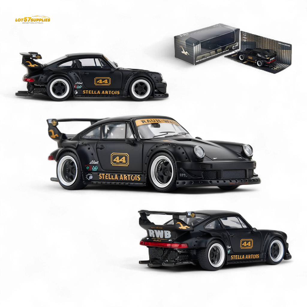 Model Model Porsche RWB 993 Stella Artois #44 Matte Black 1:64
