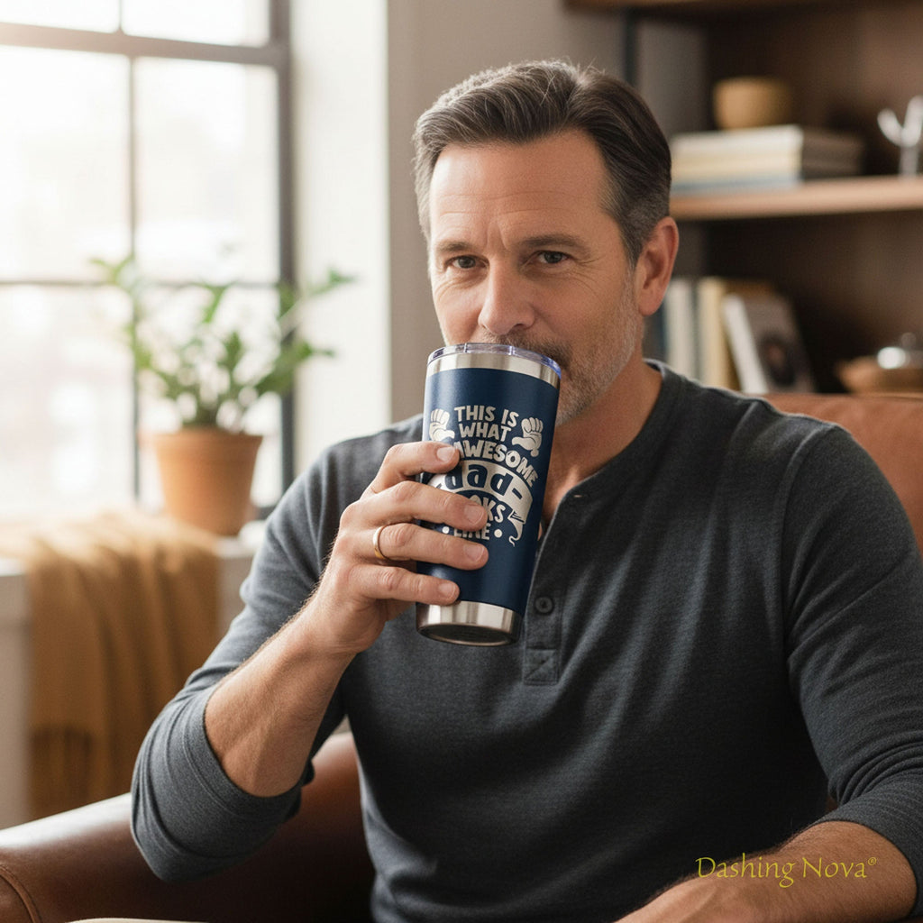 Personalized Best Dad Ever Nutrition Facts Tumbler 20oz Stainless Steel Father's Day Gift