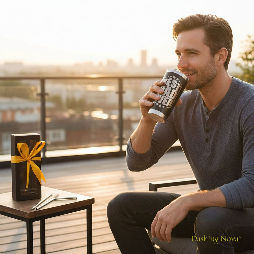 Personalized Best Dad Ever Nutrition Facts Tumbler 20oz Stainless Steel Father's Day Gift