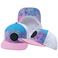 **ADULT** Color Vibes Hat - Flat Bill - Cotton Candy - Pink / Neon Blue / White - Laser Mesh