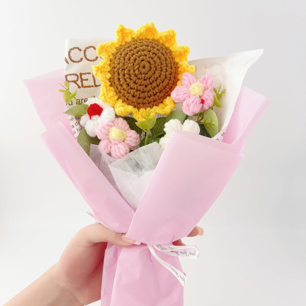 Sunflower Crochet Flower Bouquet Warm Decorative Gift Any Occasion