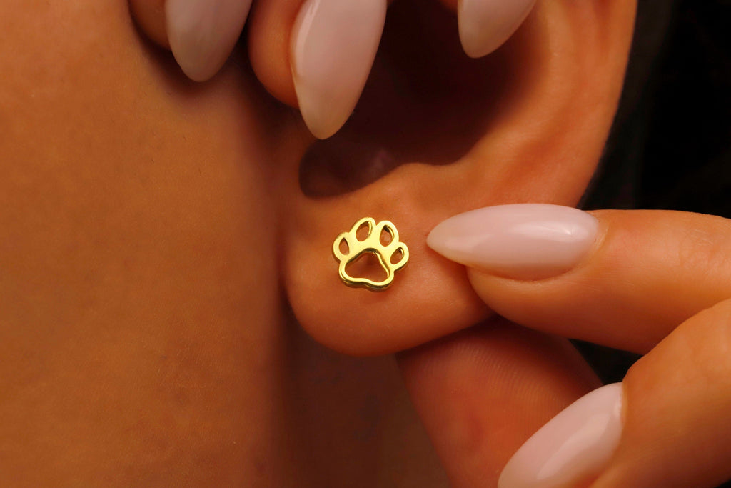 Pawfect Paws Sterling Silver Paw Print Stud Earrings - Celebrate Your Love for Pets