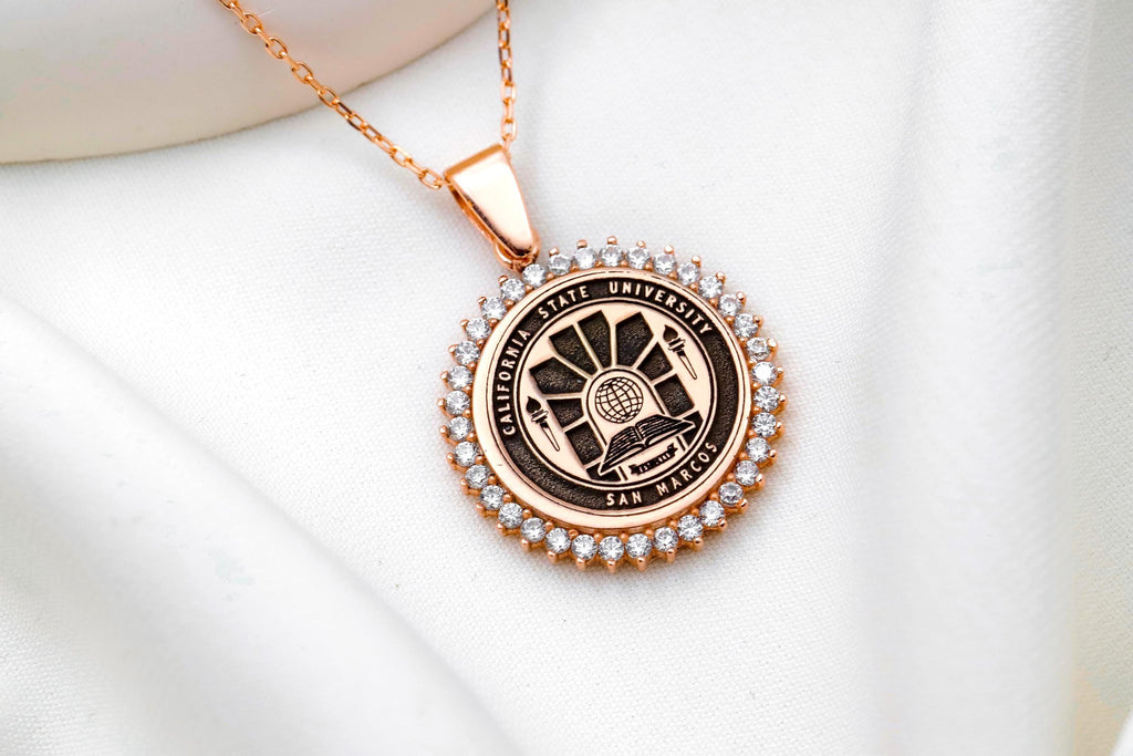 Personalized Graduation Medallion Necklace in Sterling Silver