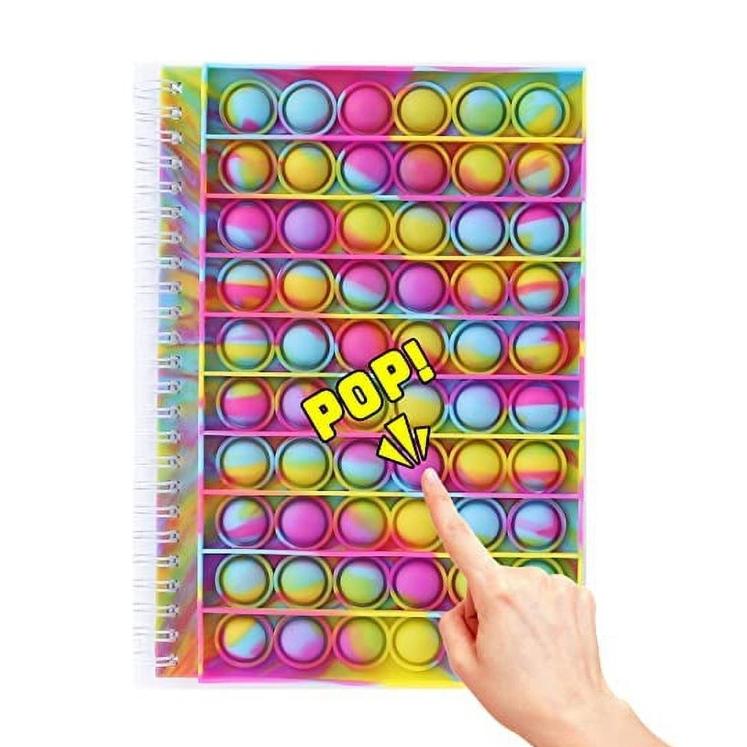 Rainbow Pink Tie Dye Notebook Fidget Toy Bubble Pop Spiral Journal