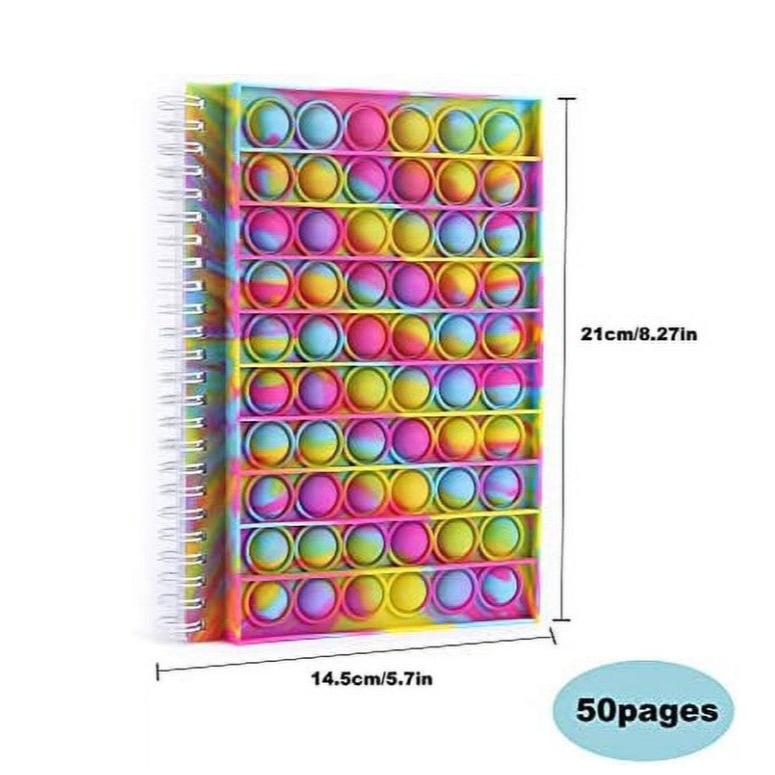 Rainbow Pink Tie Dye Notebook Fidget Toy Bubble Pop Spiral Journal
