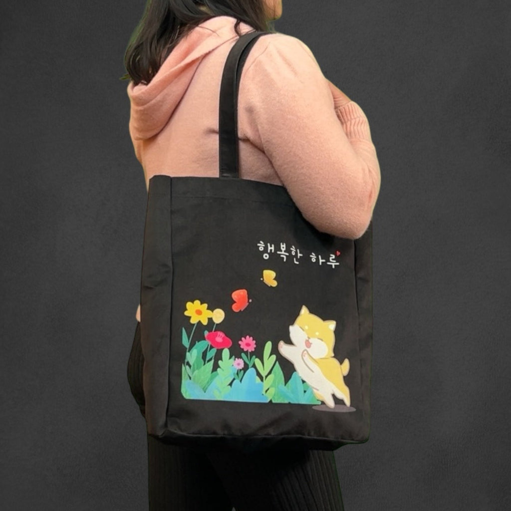 Shiba Inu Korean Kpop Tote – Eco-Friendly Flannel Shoulder Bag