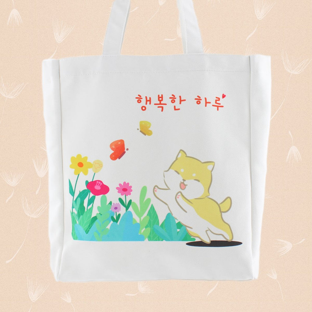 Shiba Inu Korean Kpop Tote – Eco-Friendly Flannel Shoulder Bag