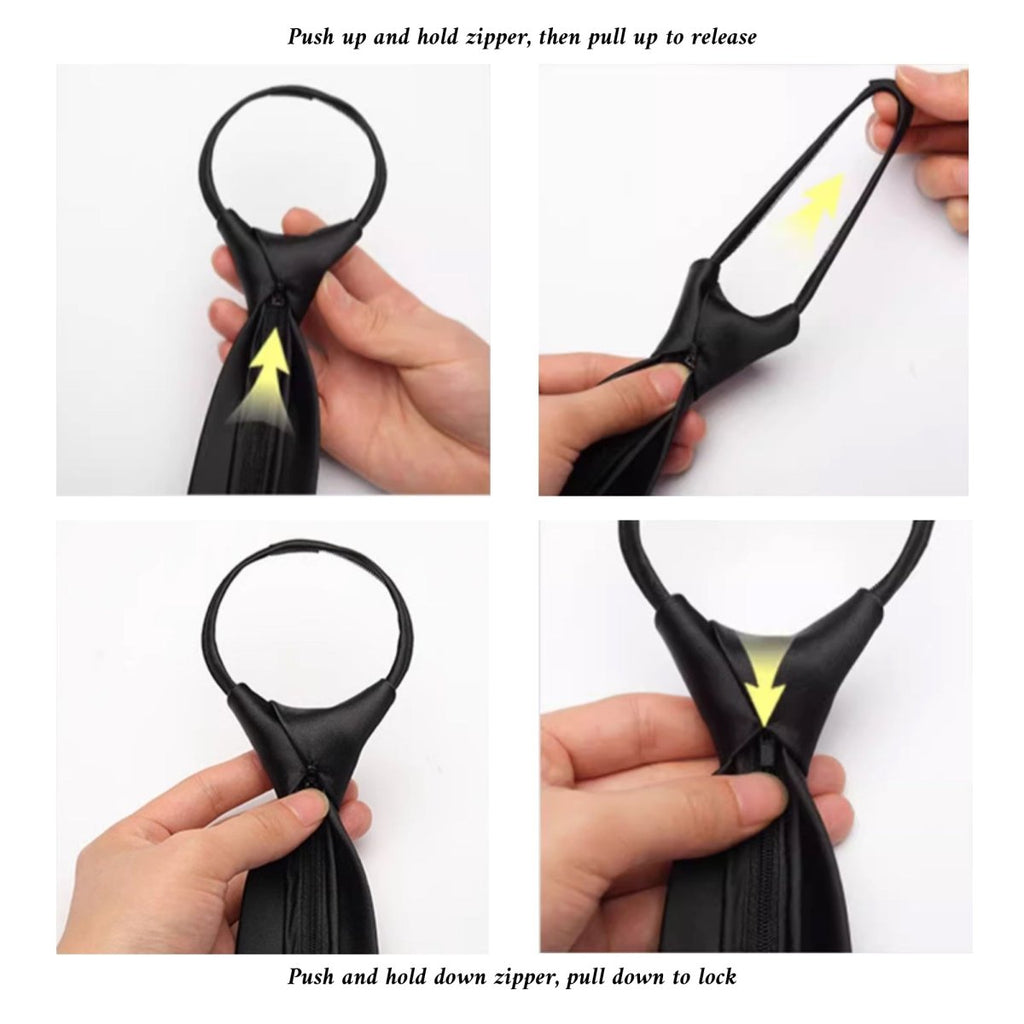 Pre-Tied Zipper Necktie Polyester Men's Formal Fashion Tie